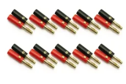 CONNETTORE A BANANA PLACCATO ORO 4MM MASCHIO/FEMMINA - 10 PEZZI
