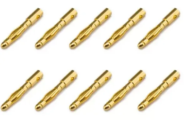 CONNETTORE PLACCATO ORO PK 2MM MASCHIO - 10 PEZZI