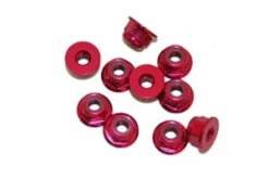 DADO AUTOBLOCCANTE FLANGIATO M3 ALLUMINIO - 10 PEZZI - ROSSO