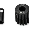 PIGNONE MOTORE 32P 5mm 14 DENTI E ADATTATORE 3,17mm