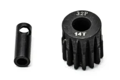 PIGNONE MOTORE 32P 5mm 14 DENTI E ADATTATORE 3,17mm