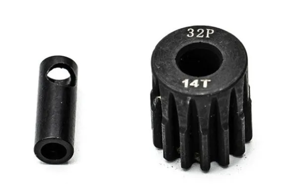 PIGNONE MOTORE 32P 5mm 14 DENTI E ADATTATORE 3,17mm
