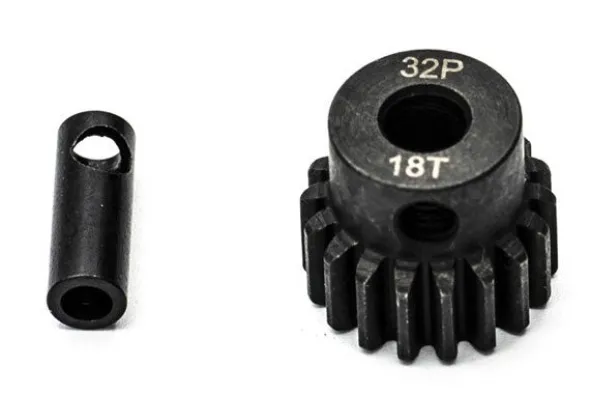 PIGNONE MOTORE 32P 5mm 18 DENTI E ADATTATORE 3,17mm