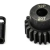 PIGNONE MOTORE 32P 5mm 20 DENTI E ADATTATORE 3,17mm