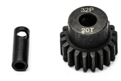 PIGNONE MOTORE 32P 5mm 20 DENTI E ADATTATORE 3,17mm