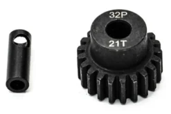 PIGNONE MOTORE 32P 5mm 21 DENTI E ADATTATORE 3,17mm