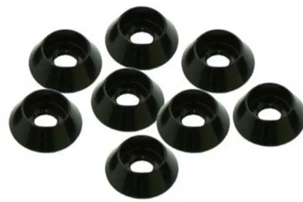 RONDELLA CONICA CILINDRICA M3 ALLUMINIO - 8 PEZZI - NERO