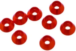 RONDELLA CONICA CILINDRICA M3 ALLUMINIO - 8 PEZZI - ROSSA